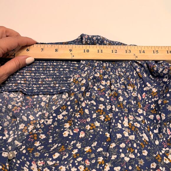 Rails Zana Floral Smocked Long Sleeve Mini Dress Size Medium - Picture 9 of 12